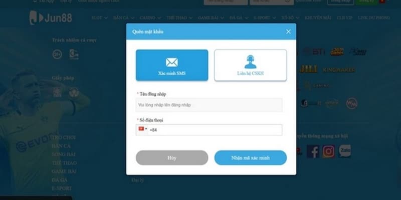 Lỗi quên mật khẩu khi đăng nhập sân chơi Jun88 chúng tôi